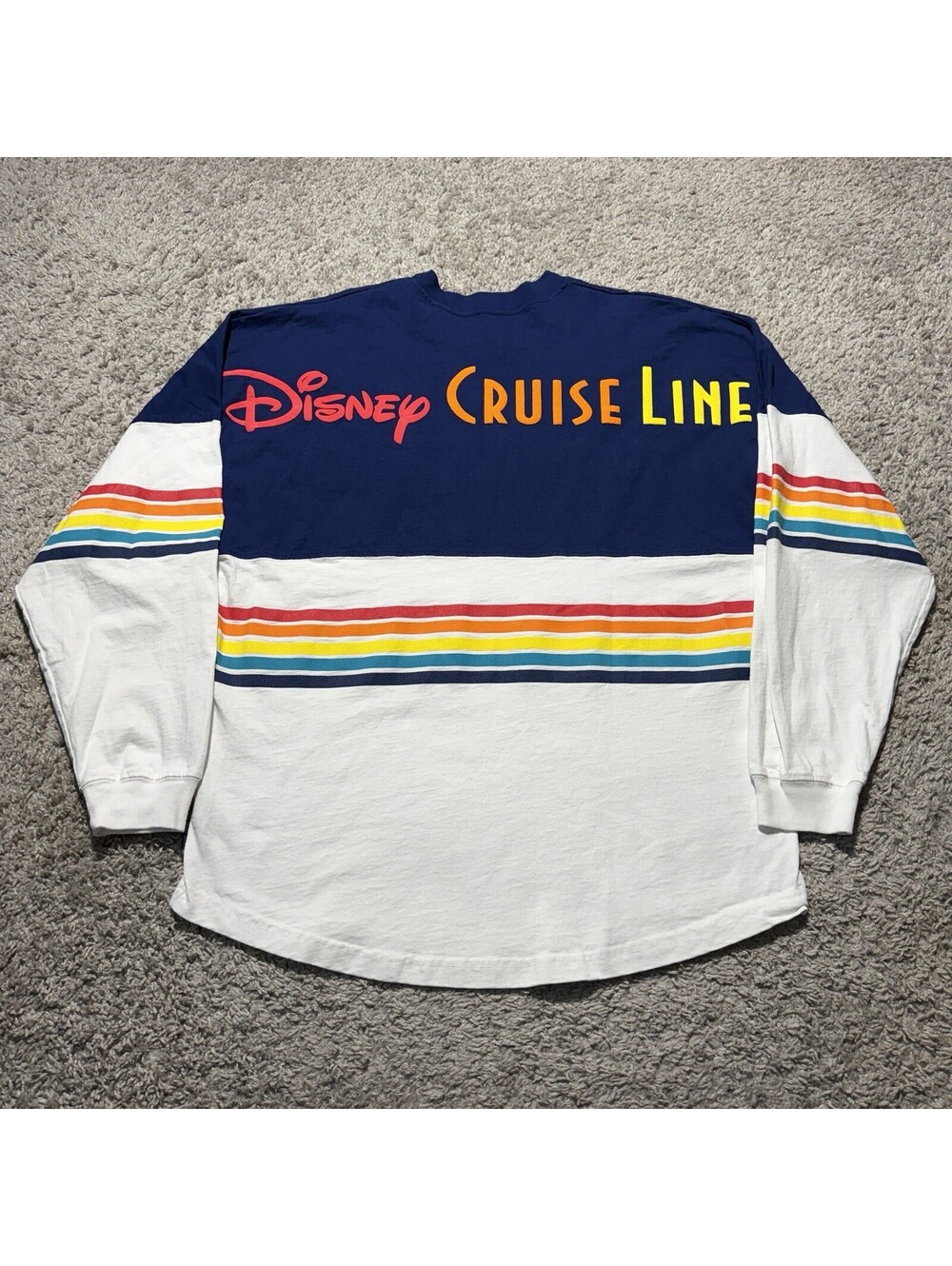 Disney Cruise Line Spirit Jersey Shirt Rainbow Striped DCL Adult Size Large EUC